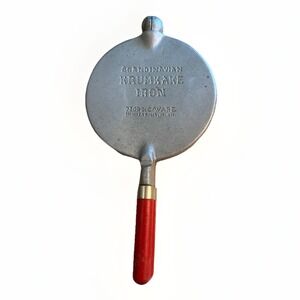 Vtg Scandinavian Krumkake Iron Press Nordicware Red Wood Handles Minnesota 12"